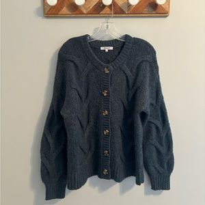 Madewell cozy crew neck cardigan, dark teal, size S